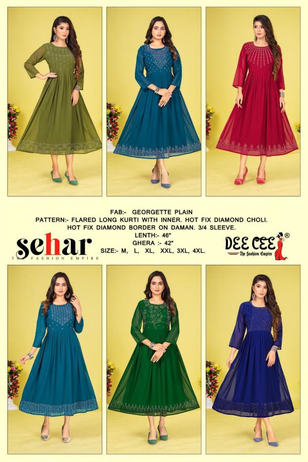 Deecee Sehar Georgette Plan Long Kurti Collection